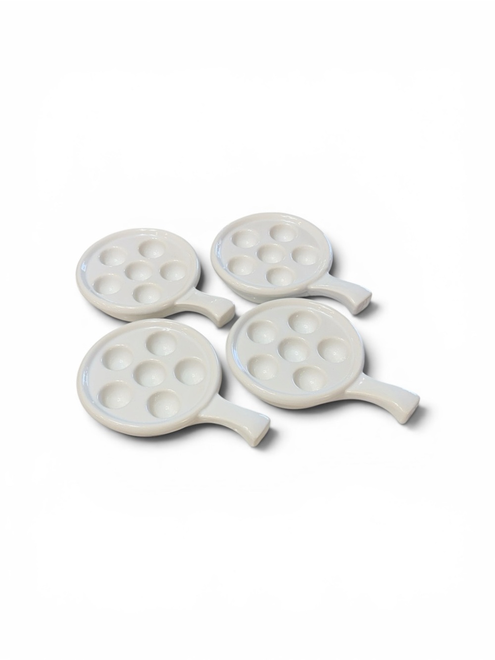 Set of 4 White French Ceramic Escargot Bakers – 6‑Well Vintage Serveware - Picture 4 of 15